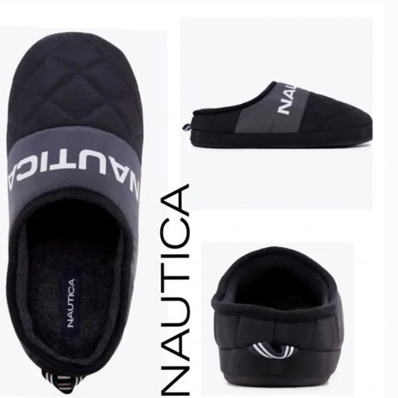 NAUTICA Men’s Black Nylon Slippers - Picture 1 of 6